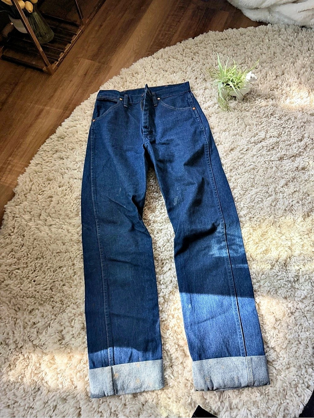 Wrangler super cute thick fashionable pocketed contrast Boot Cut Blue Jeans